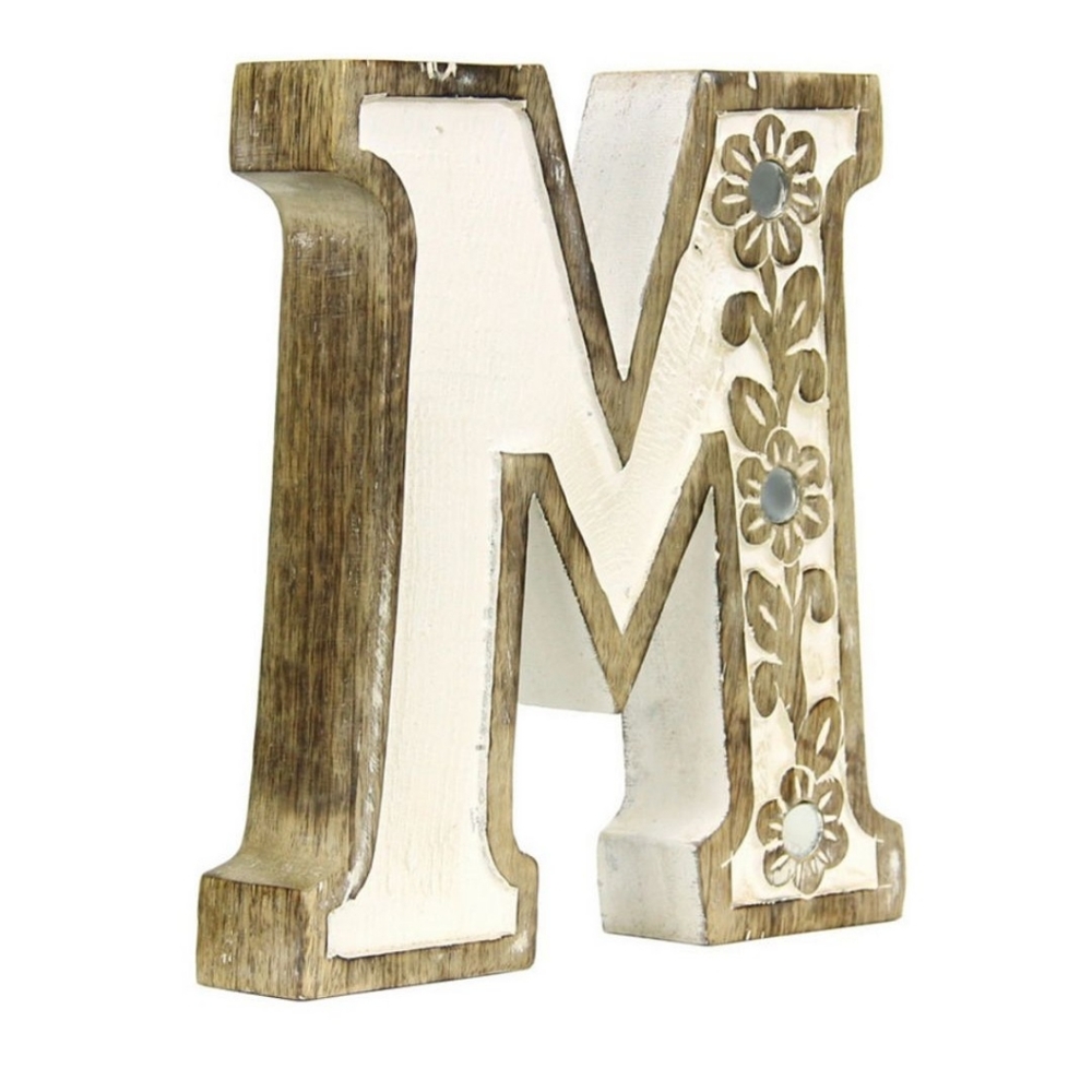 Albion Carved Wood M/W Letter Initial Home Decor - Picture 4 of 8